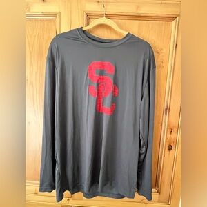 USC Gray Long Sleeve Shirt with Red Logo